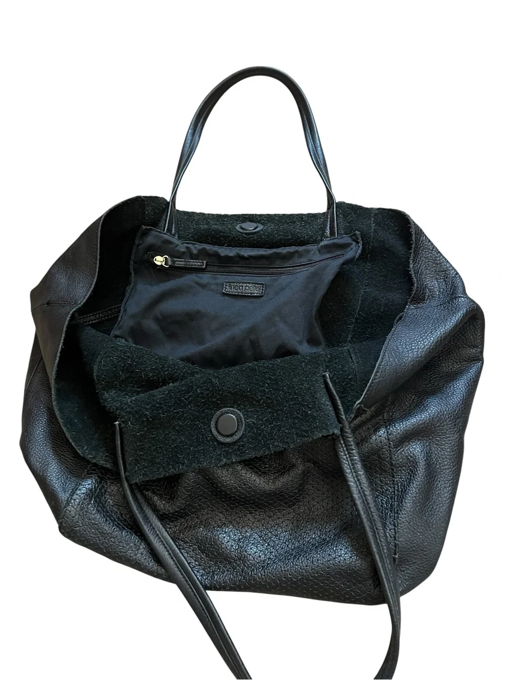 Linea Pelle Black Leather Hobo Tote